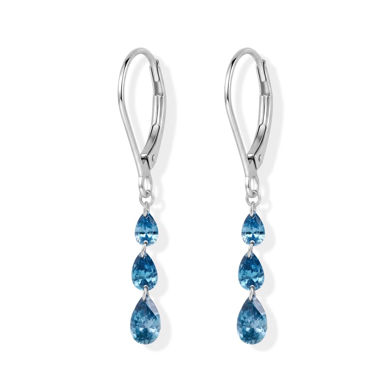 Luxuriant Lab Grown Blue Diamond (IR) SI 1.00 ctw Earrings in Rhodium Over Sterling Silver