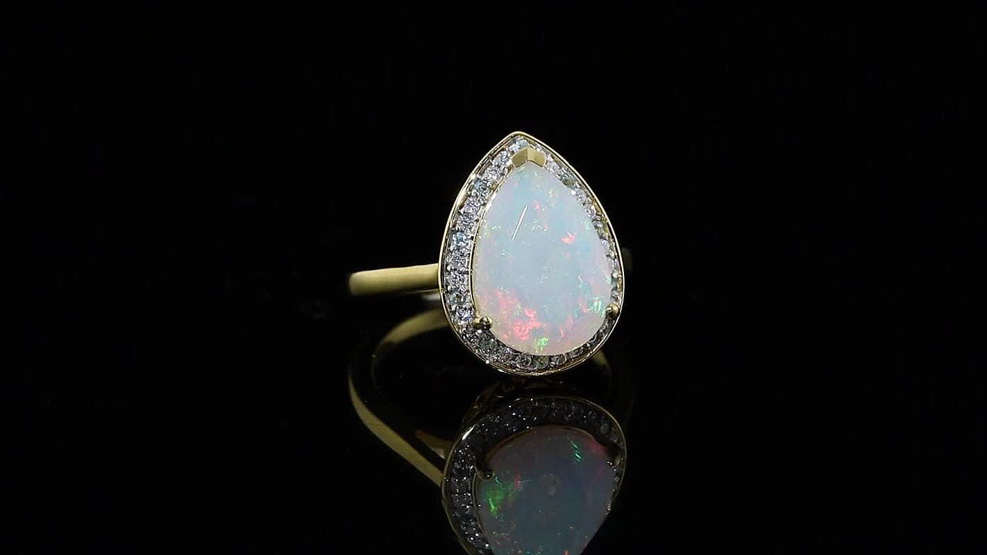 D''Joy Premium Ethiopian Welo Opal, Multi Gemstone Ring in 18K Vermeil YG Over Sterling Silver (Size 10.0) 3.35 ctw