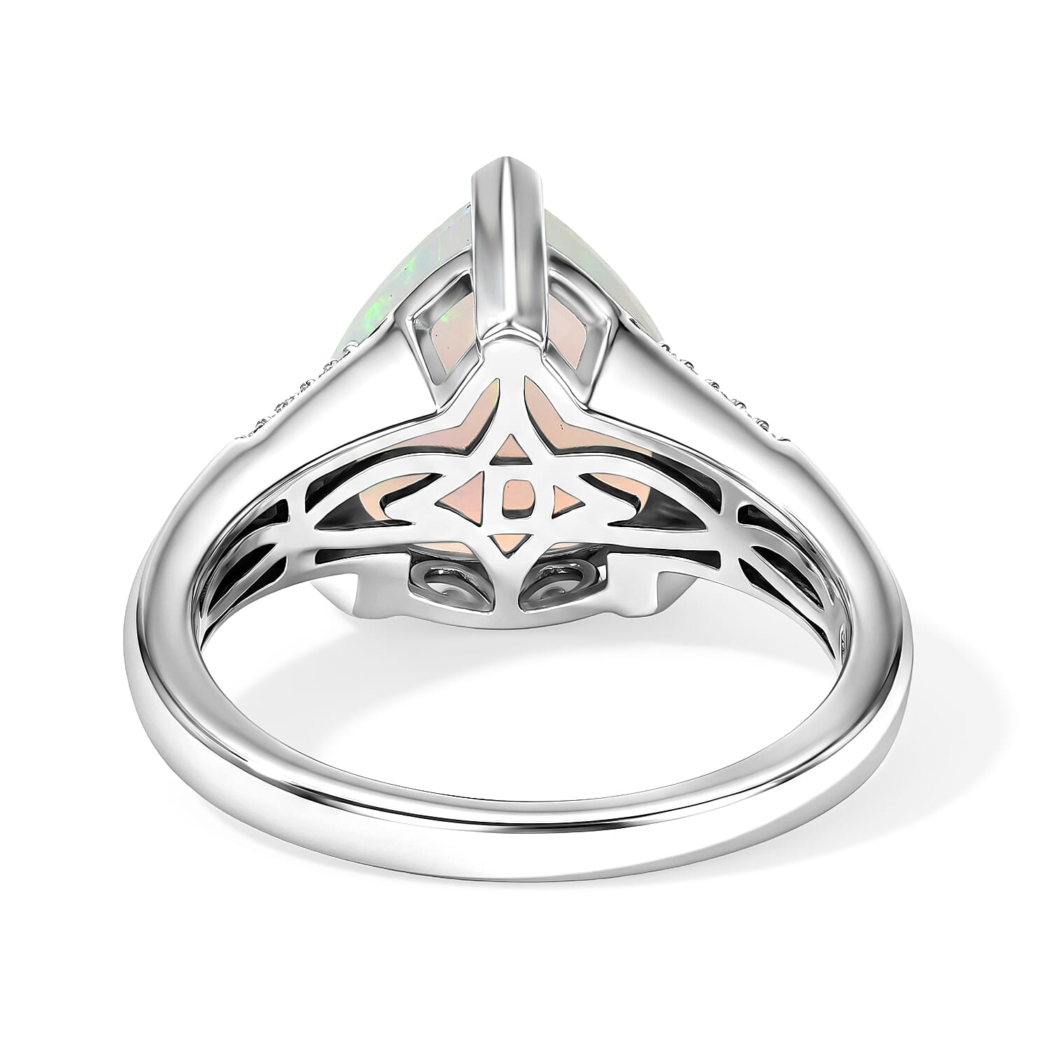 D'Joy Premium Ethiopian Welo Opal and Multi Gemstone 3.60 ctw Blue Radiance Ring in Rhodium Over Sterling Silver (Size 6.0)