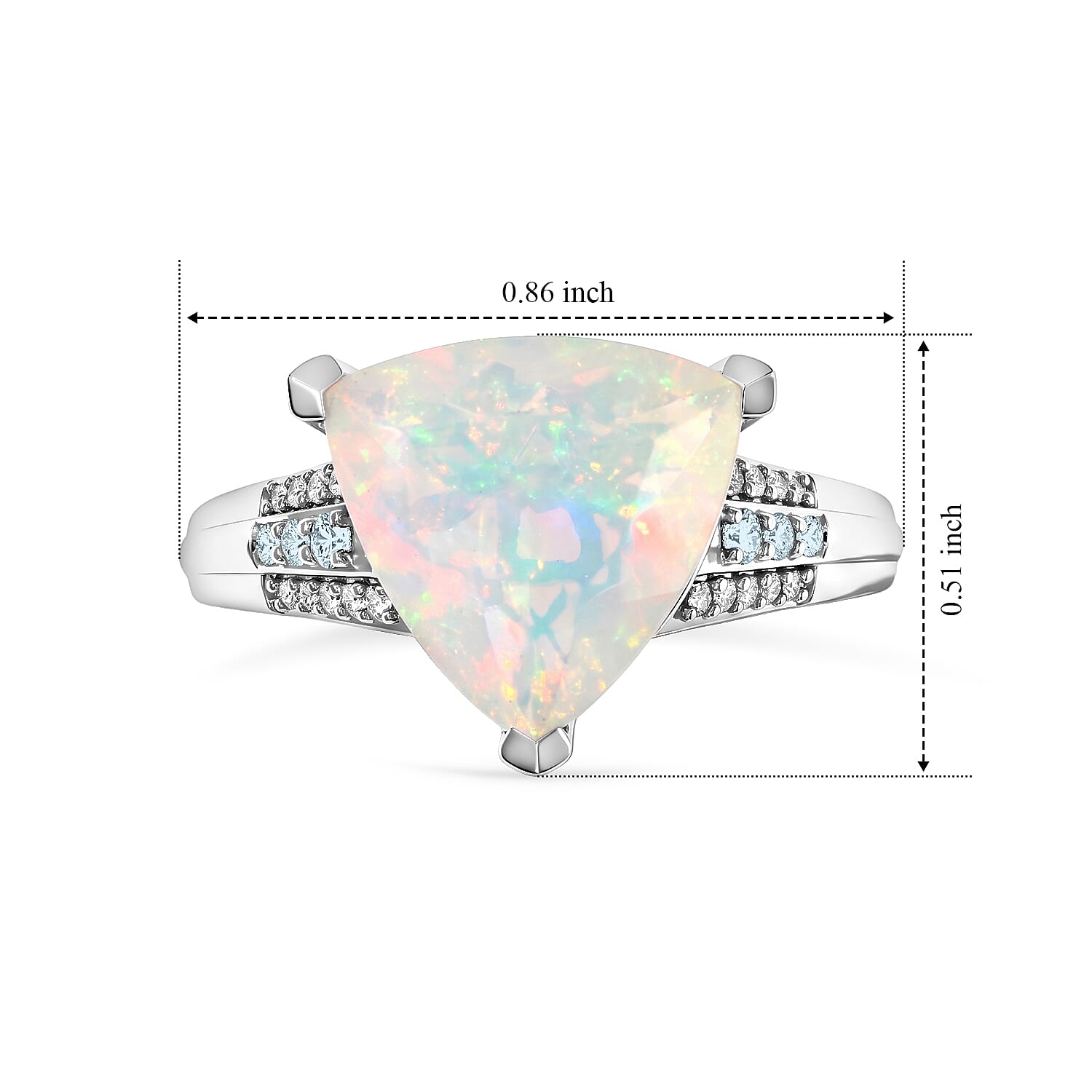 D'Joy Premium Ethiopian Welo Opal and Multi Gemstone 3.60 ctw Blue Radiance Ring in Rhodium Over Sterling Silver (Size 6.0)