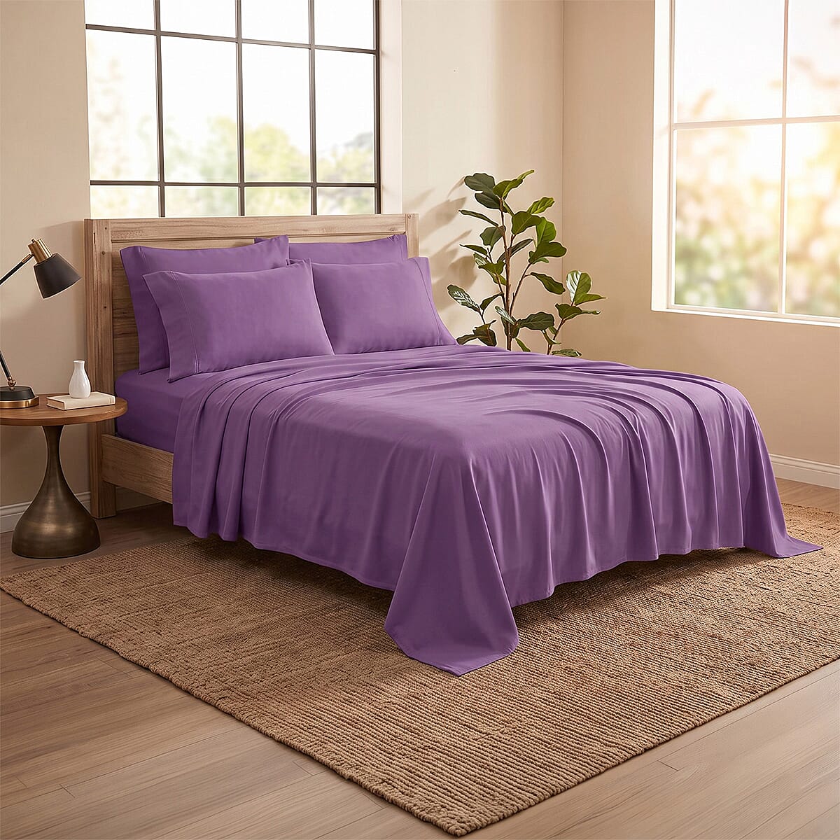 American Thread Collection 6pc Lavender Microfiber Sheet Set -Full