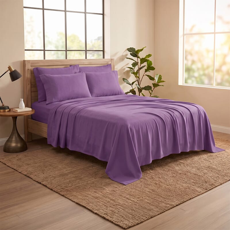 American Thread Collection 6pc Lavender Microfiber Sheet Set -Full