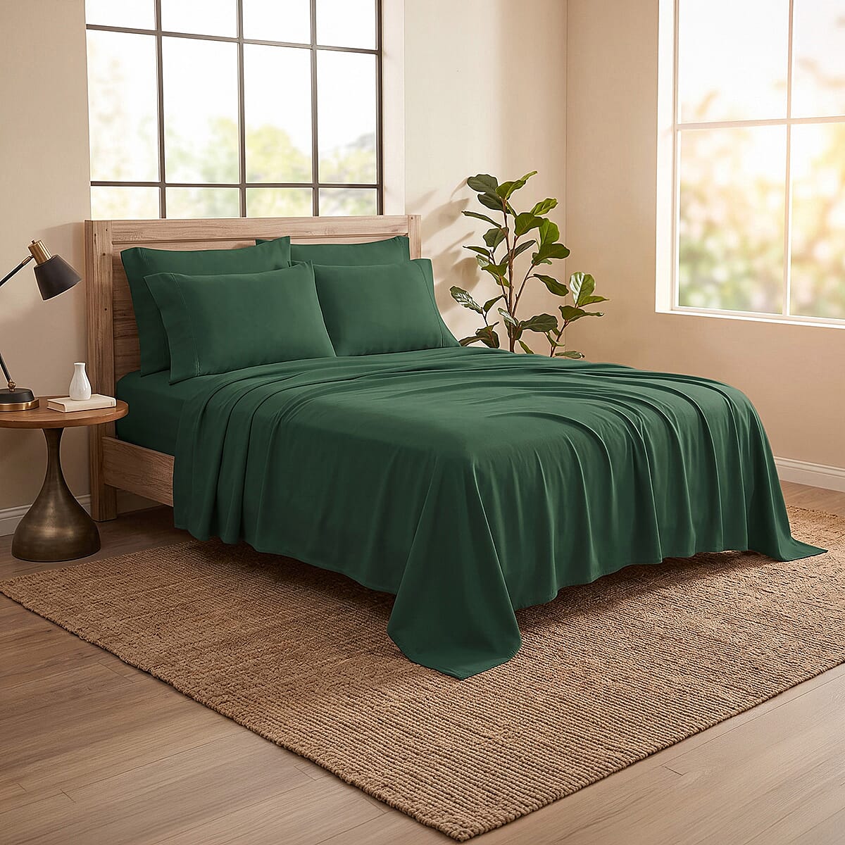 American Thread Collection 6pc Olive Green Microfiber Sheet Set -Queen