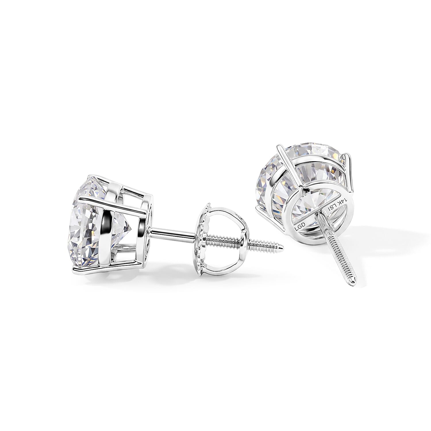 Lab Grown Diamond F-VS 4.00 ctw Stud Earrings in 14K White Gold