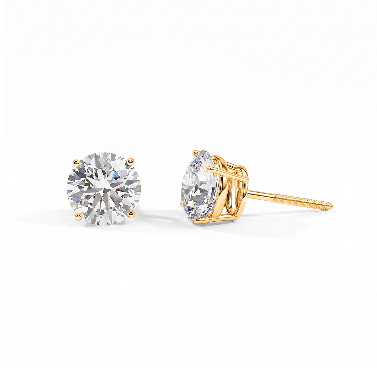 Lab Grown Diamond F-VS 4.00 ctw Stud Earrings in 14K Yellow Gold