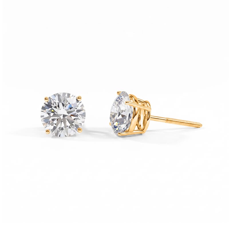 Lab Grown Diamond F-VS 4.00 ctw Stud Earrings in 14K Yellow Gold