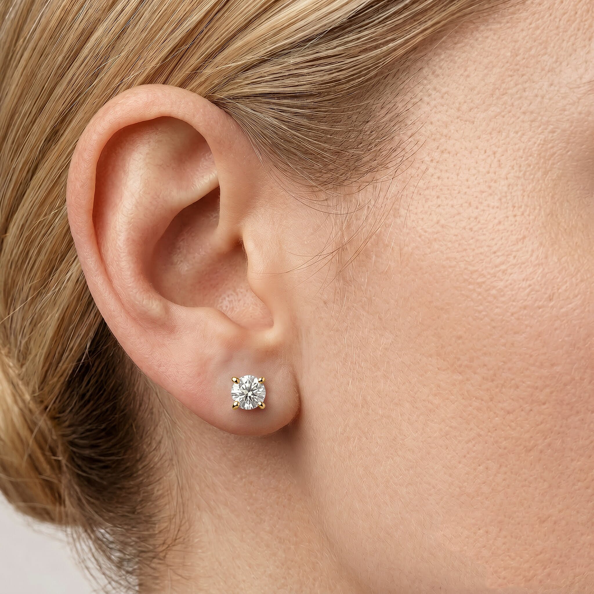 Lab Grown Diamond F-VS 4.00 ctw Stud Earrings in 14K Yellow Gold