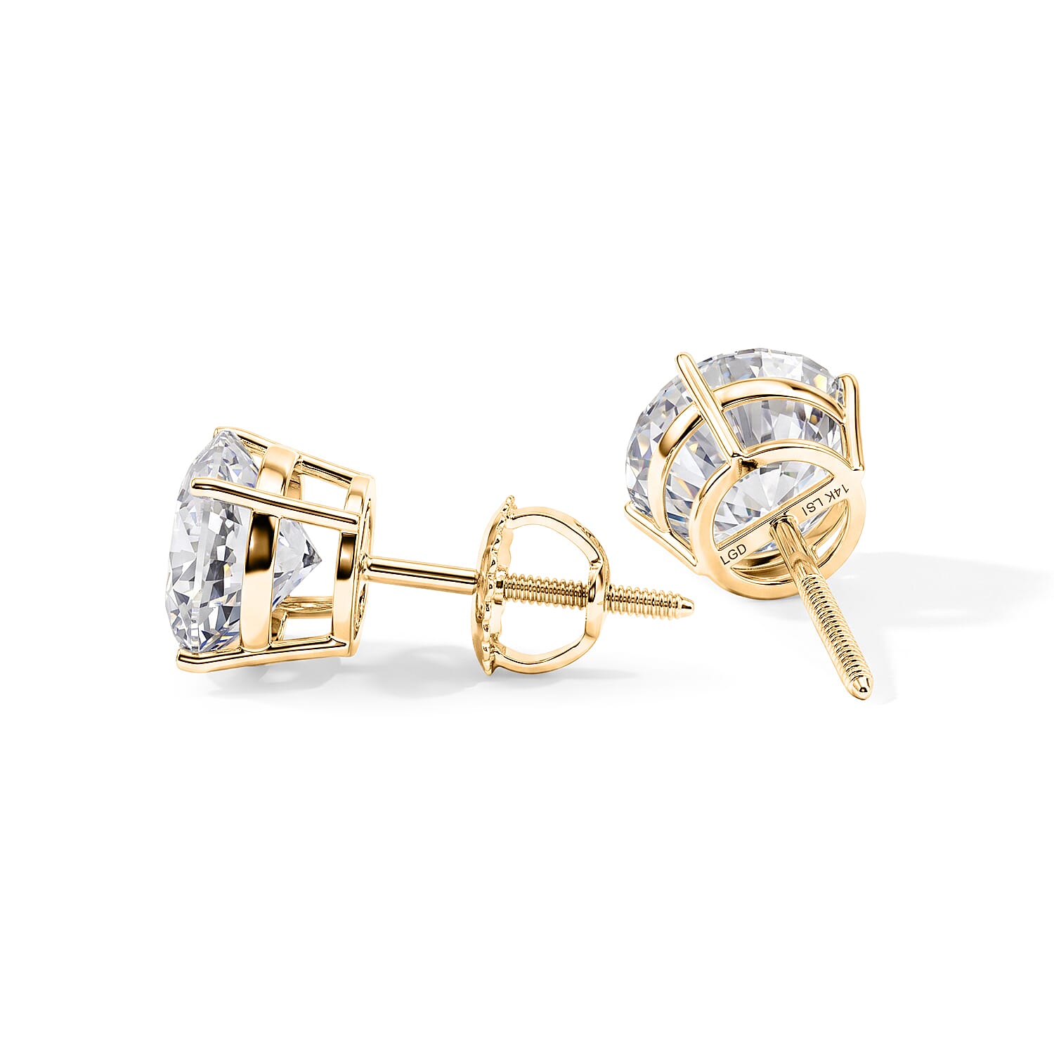 Lab Grown Diamond F-VS 4.00 ctw Stud Earrings in 14K Yellow Gold