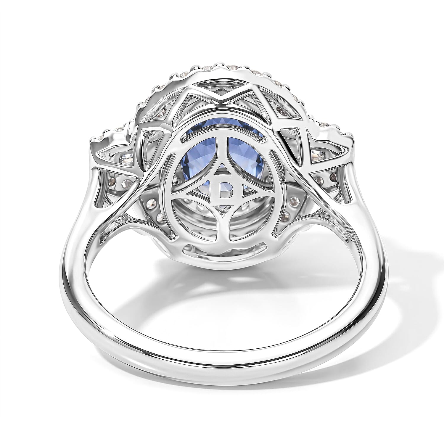 Certified and Appraised D'Joy Premium Tanzanite and Moissanite 2.20 ctw Ring in Rhodium Over Sterling Silver (Size 6.0)