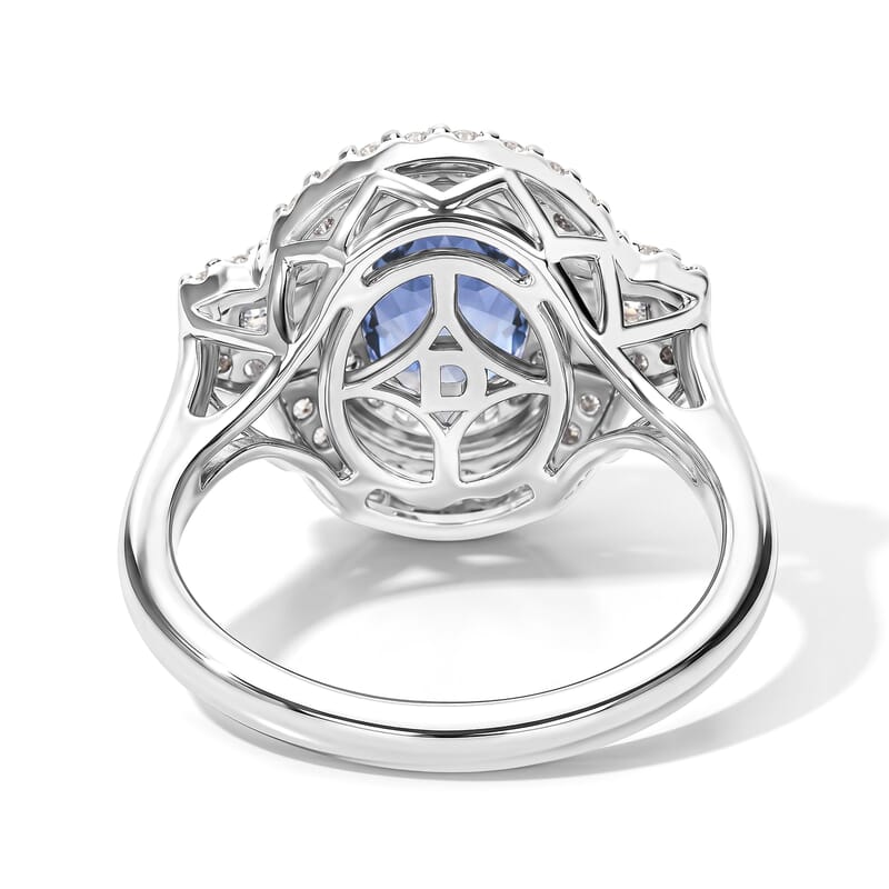 Certified and Appraised D'Joy Premium Tanzanite and Moissanite 2.20 ctw Ring in Rhodium Over Sterling Silver (Size 6.0)