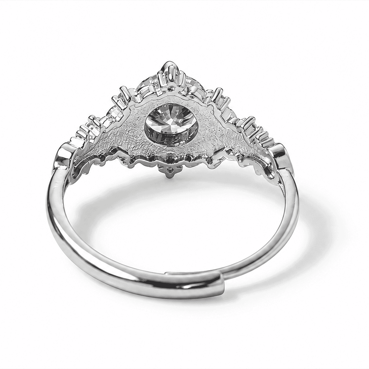 Moissanite and Simulated Diamond 1.30 ctw Ring in Silvertone (Adjustable)