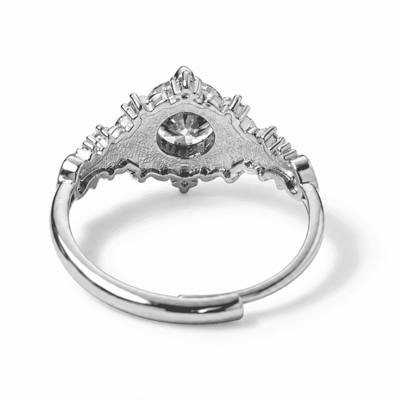 Moissanite and Simulated Diamond 1.30 ctw Ring in Silvertone (Adjustable)