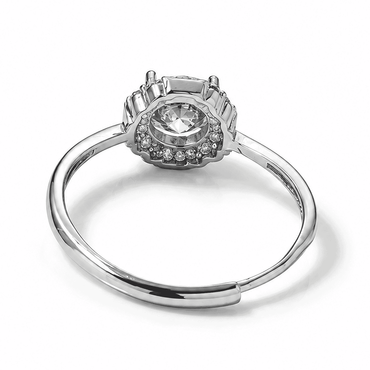 Moissanite and Simulated Diamond 1.40 ctw Ring in Silvertone (Adjustable)