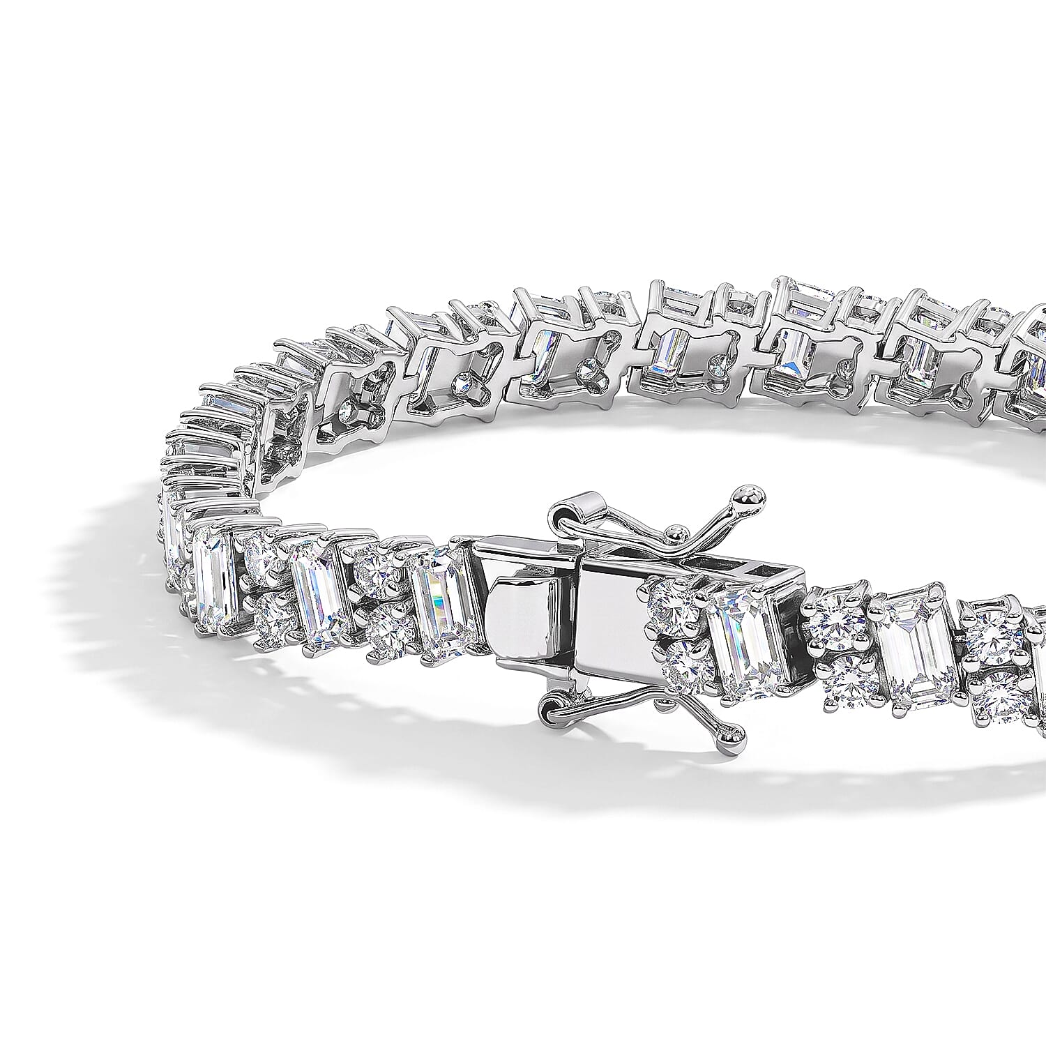 D'Joy Moissanite 9.40 ctw Cluster Bracelet in Rhodium Over Sterling Silver (6.50 In)