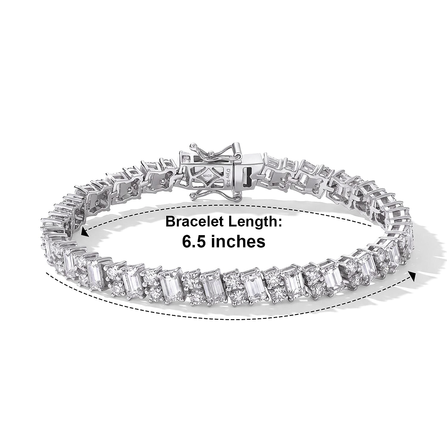 D'Joy Moissanite 9.40 ctw Cluster Bracelet in Rhodium Over Sterling Silver (6.50 In)