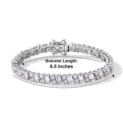 D'Joy Moissanite 9.40 ctw Cluster Bracelet in Rhodium Over Sterling Silver (6.50 In)
