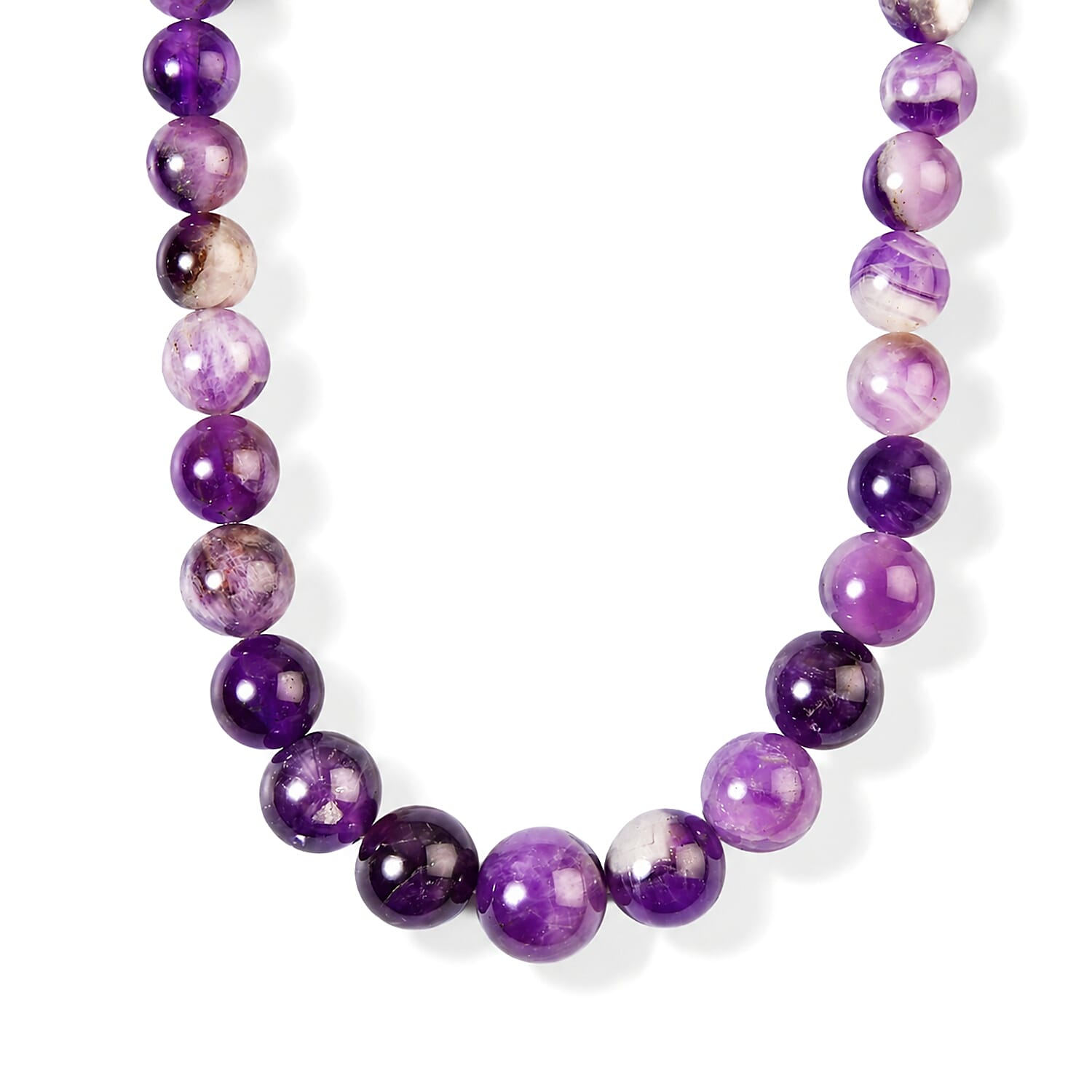 EverTrue Amethyst 310.00 ctw Beaded Necklace in Stainless Steel 20-22 Inches