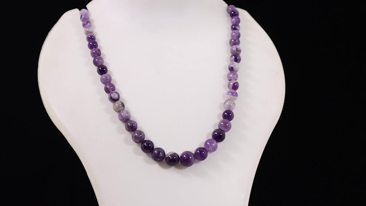 EverTrue Amethyst 310.00 ctw Beaded Necklace in Stainless Steel 20-22 Inches