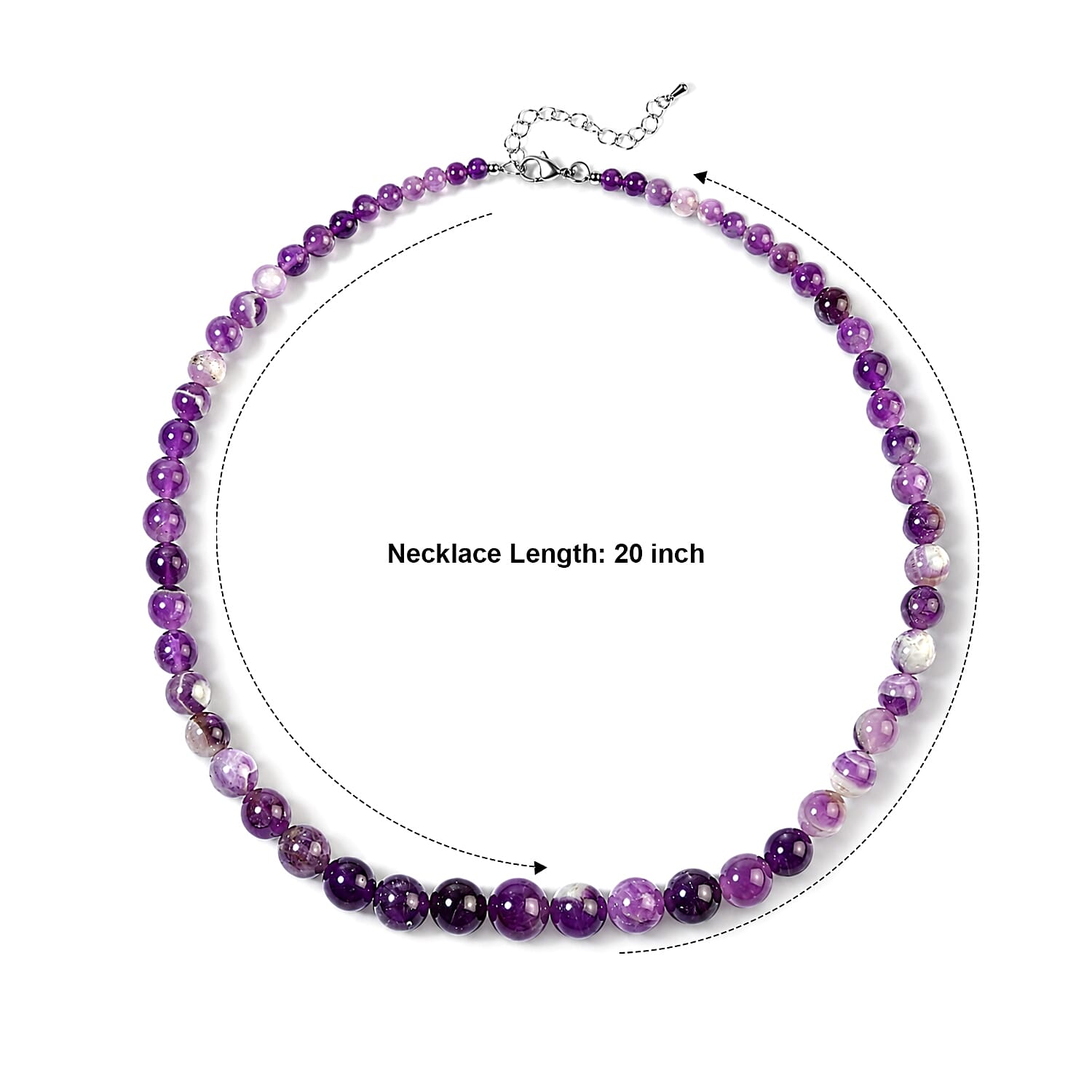 EverTrue Amethyst 310.00 ctw Beaded Necklace in Stainless Steel 20-22 Inches