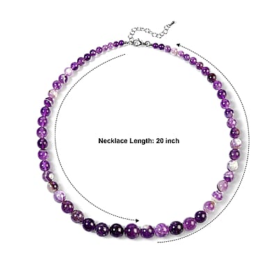 EverTrue Amethyst 310.00 ctw Beaded Necklace in Stainless Steel 20-22 Inches