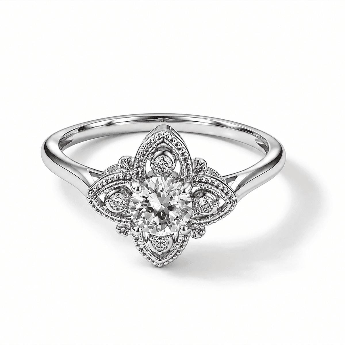 Moissanite and Simulated Diamond 1.20 ctw Ring in Silvertone (Adjustable)