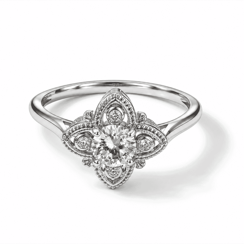 Moissanite and Simulated Diamond 1.20 ctw Ring in Silvertone (Adjustable)