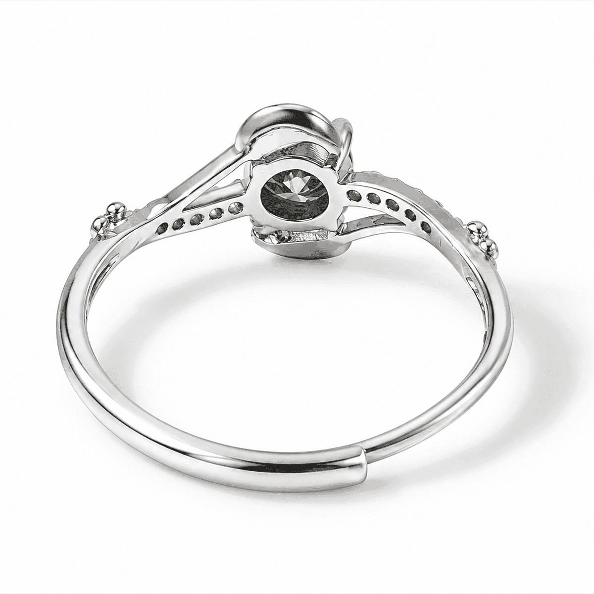Moissanite and Simulated Diamond 1.25 ctw Ring in Silvertone (Adjustable)