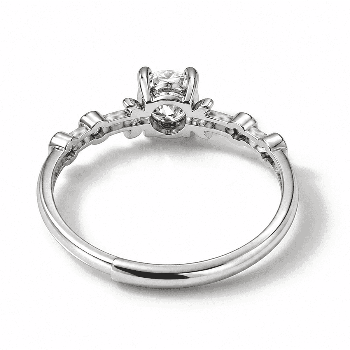 Moissanite and Simulated Diamond 1.10 ctw Ring in Silvertone (Adjustable)