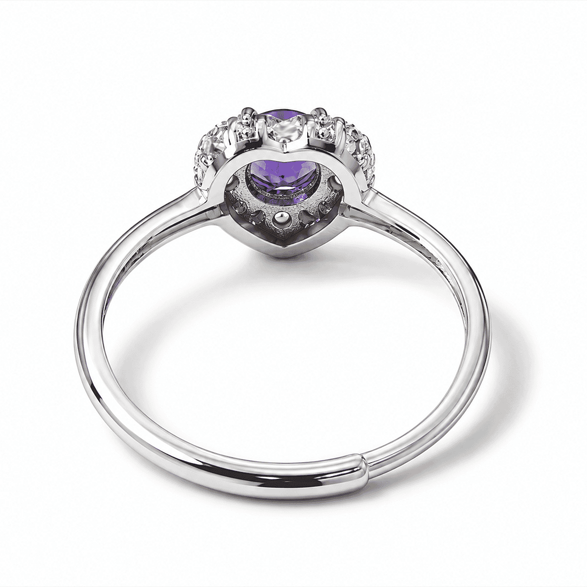 Amethyst and Simulated Diamond 1.20 ctw Ring in Silvertone (Adjustable)