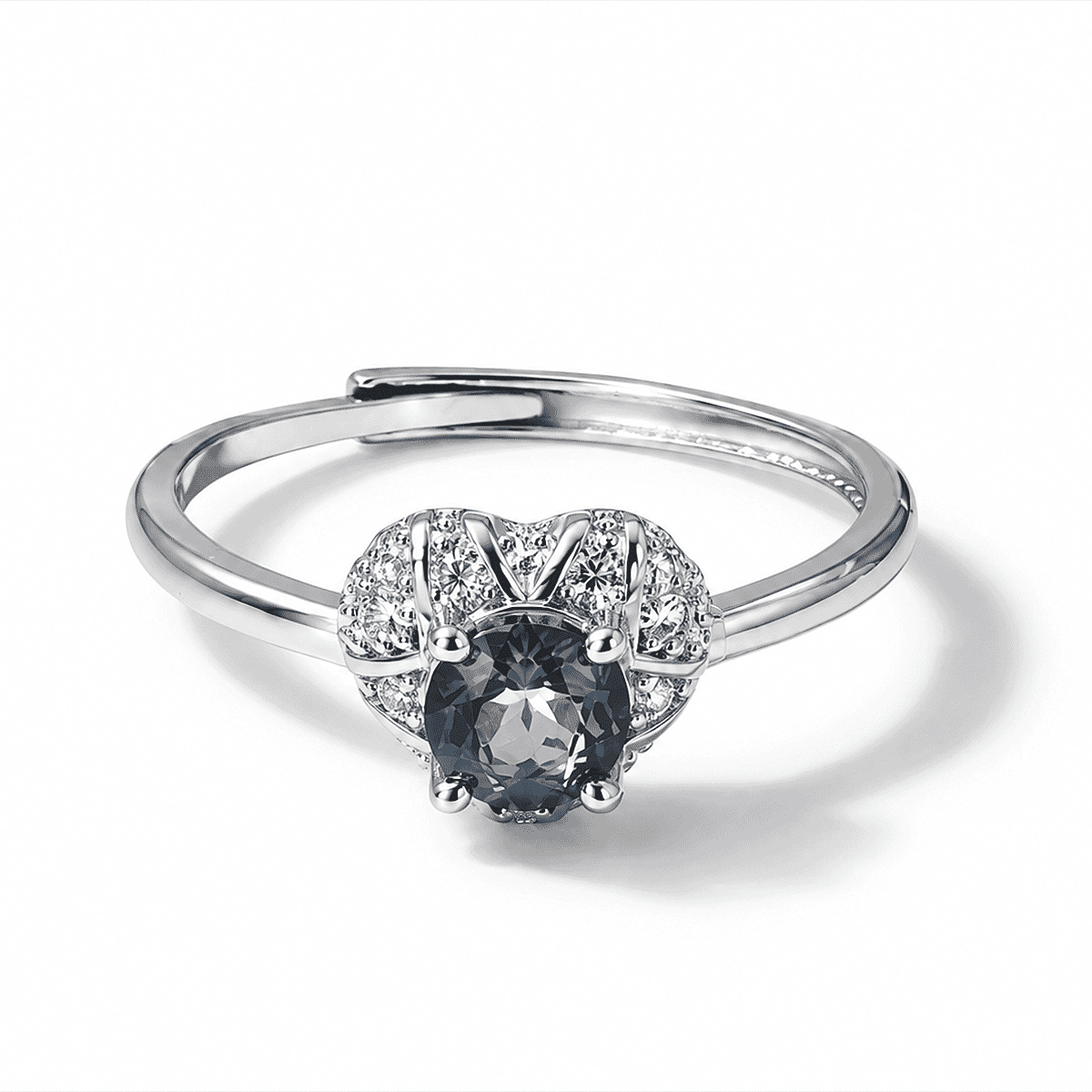Blue Topaz and Simulated Diamond 1.20 ctw Ring in Silvertone (Adjustable)