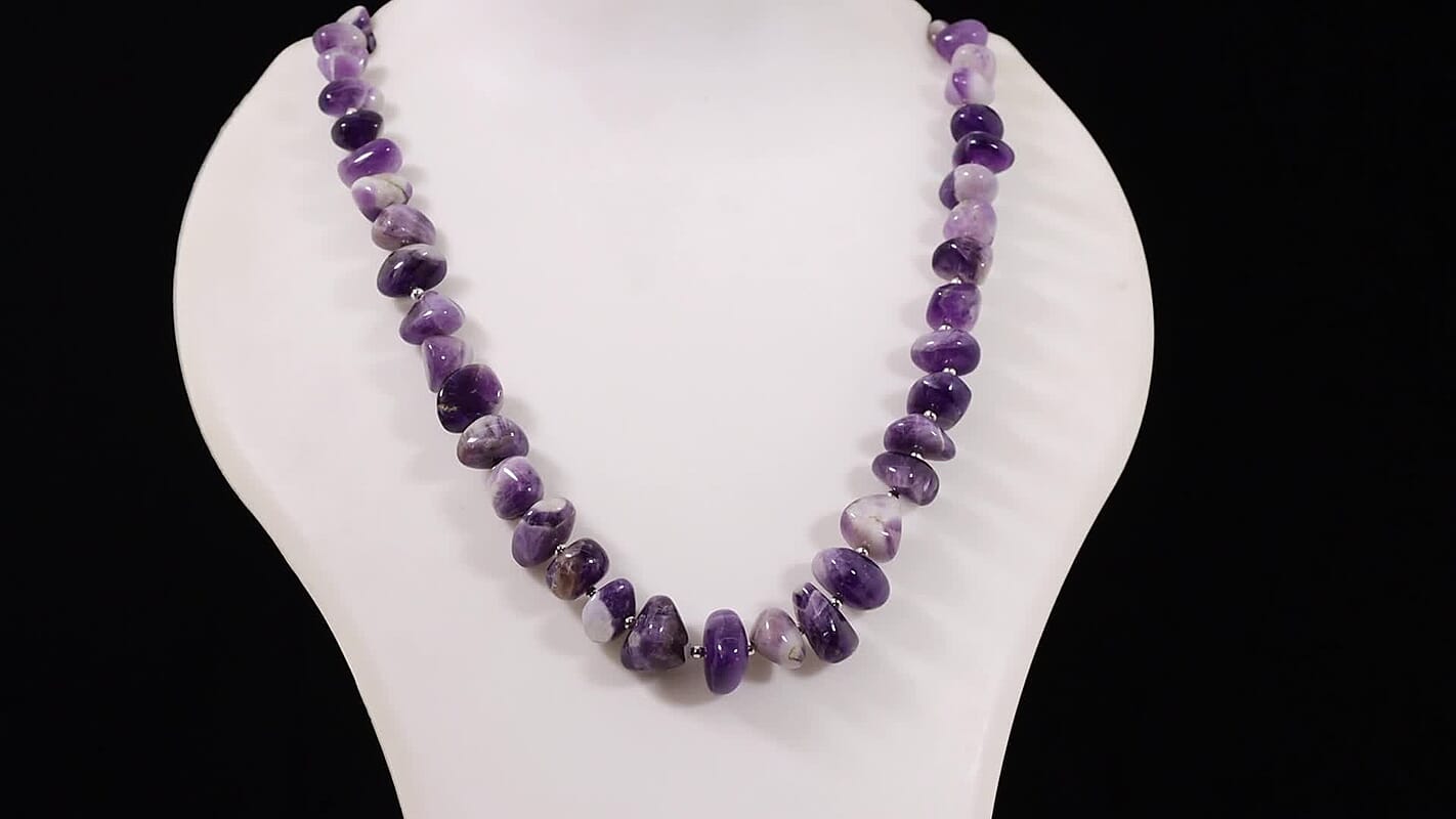 EverTrue Amethyst 500.00 ctw Beaded Necklace in Platinum Bond 20-21 Inches