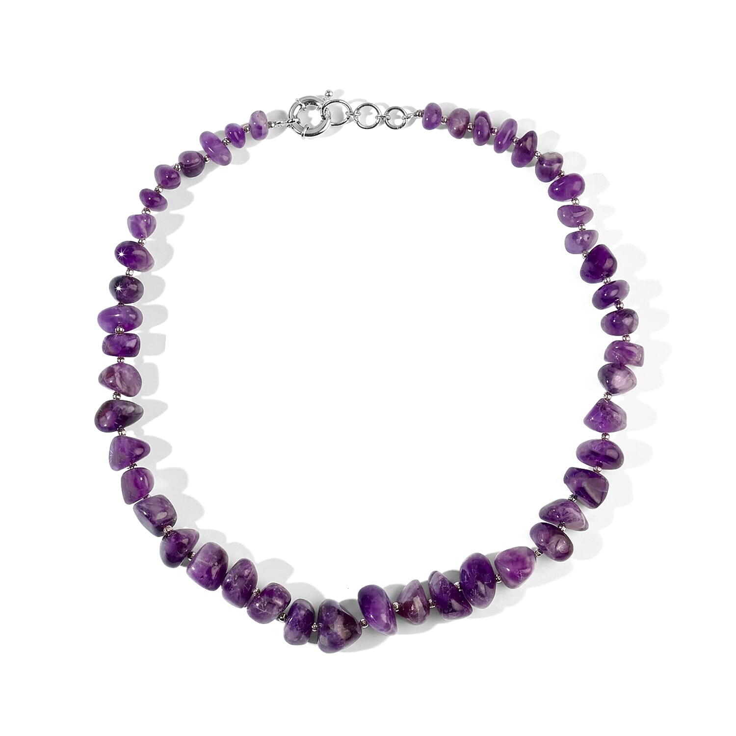 EverTrue Amethyst 500.00 ctw Beaded Necklace in Platinum Bond 20-21 Inches