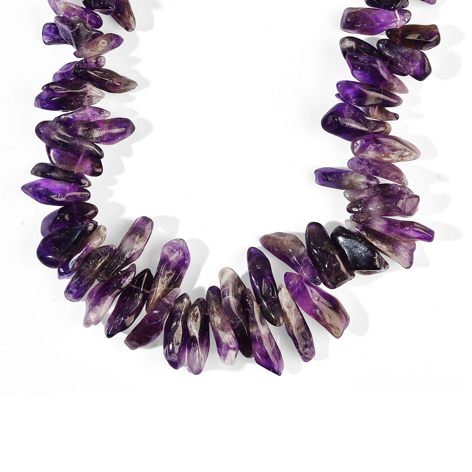 EverTrue Amethyst 665.00 ctw Chips Necklace in Platinum Bond 18-19 Inches