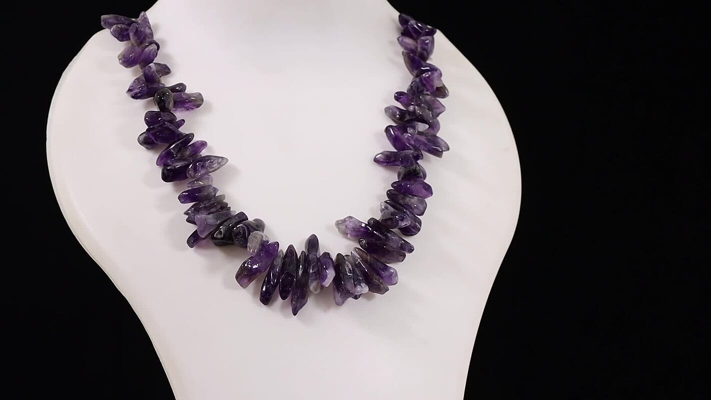 EverTrue Amethyst 665.00 ctw Chips Necklace in Platinum Bond 18-19 Inches