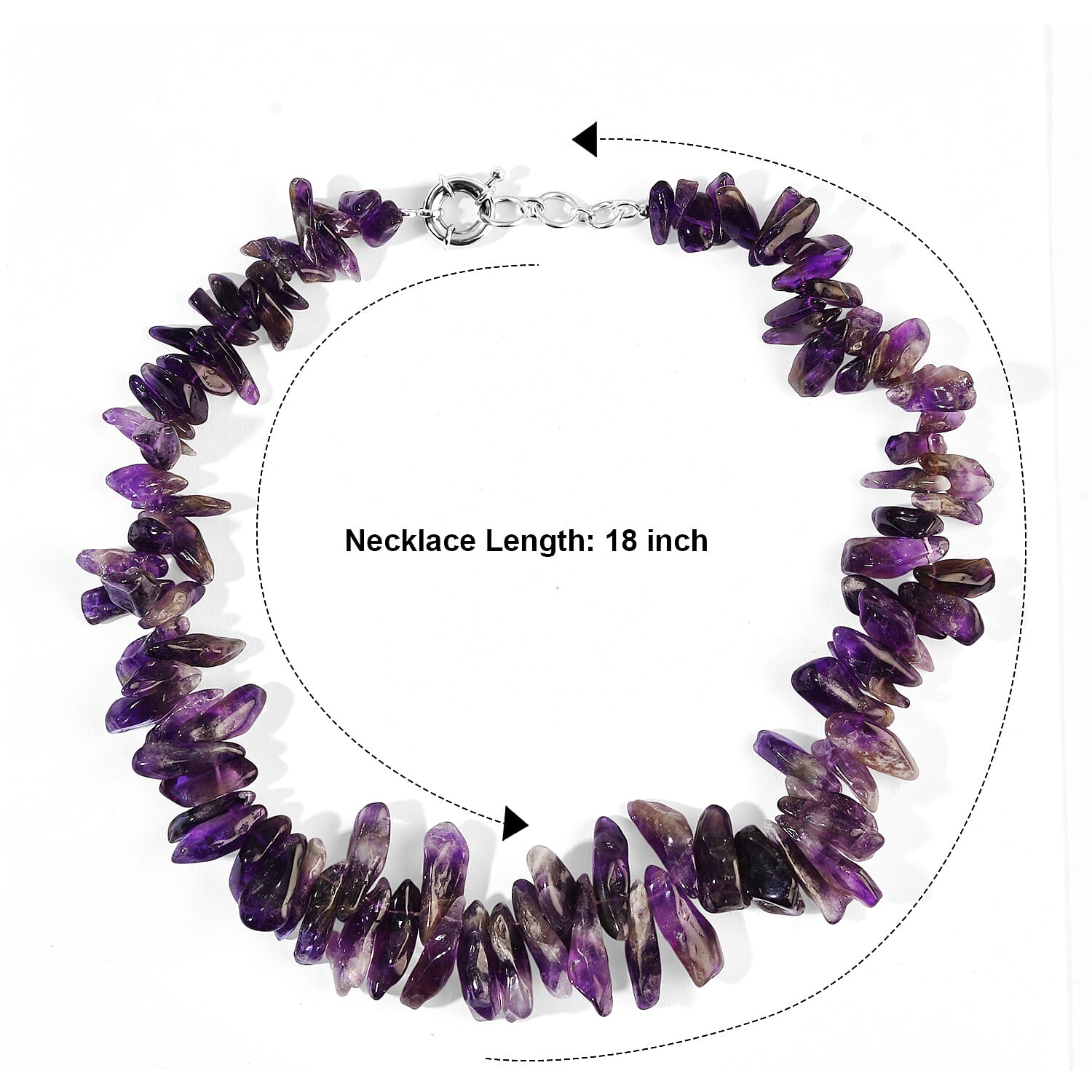 EverTrue Amethyst 665.00 ctw Chips Necklace in Platinum Bond 18-19 Inches