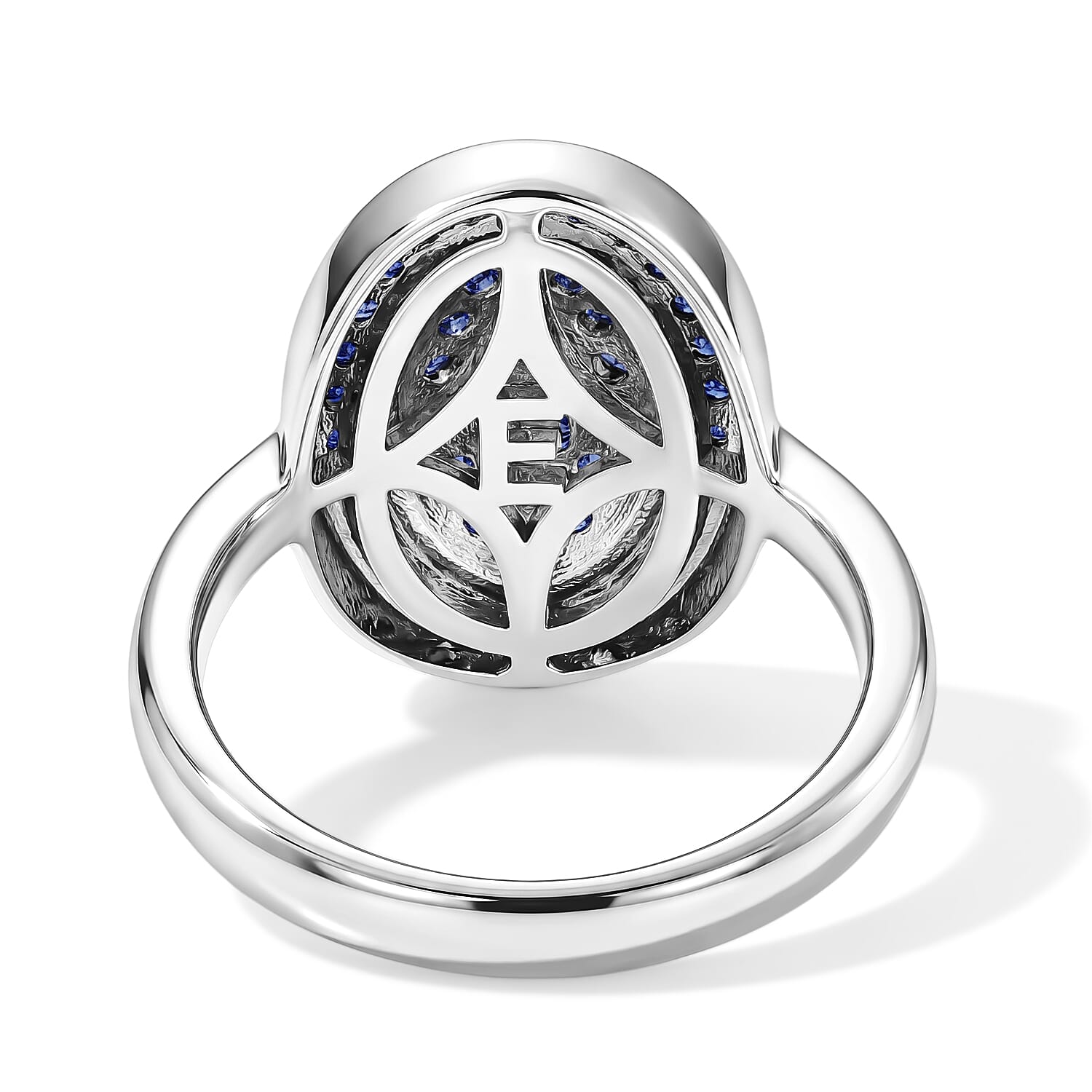 EverTrue Lab Created Blue Sapphire 1.10 ctw Radiant Orbit Ring in Platinum Bond (Size 10.0)