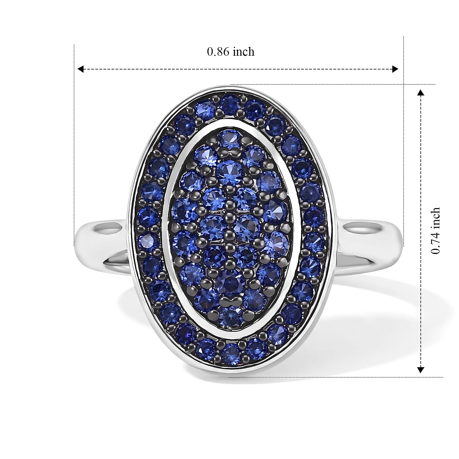 EverTrue Lab Created Blue Sapphire 1.10 ctw Radiant Orbit Ring in Platinum Bond (Size 10.0)