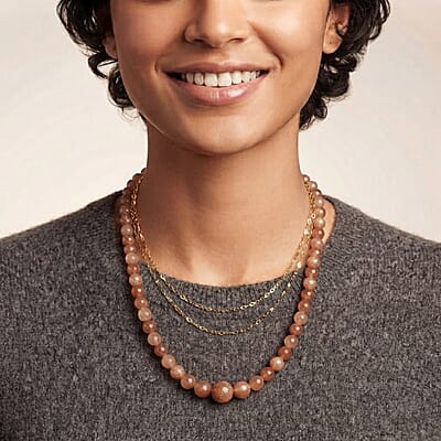 D'Joy Sunstone 285.00 ctw Necklace in 18K Vermeil Yellow Gold Over Sterling Silver 18-20 Inches