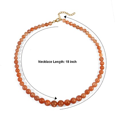 D'Joy Sunstone 285.00 ctw Necklace in 18K Vermeil Yellow Gold Over Sterling Silver 18-20 Inches