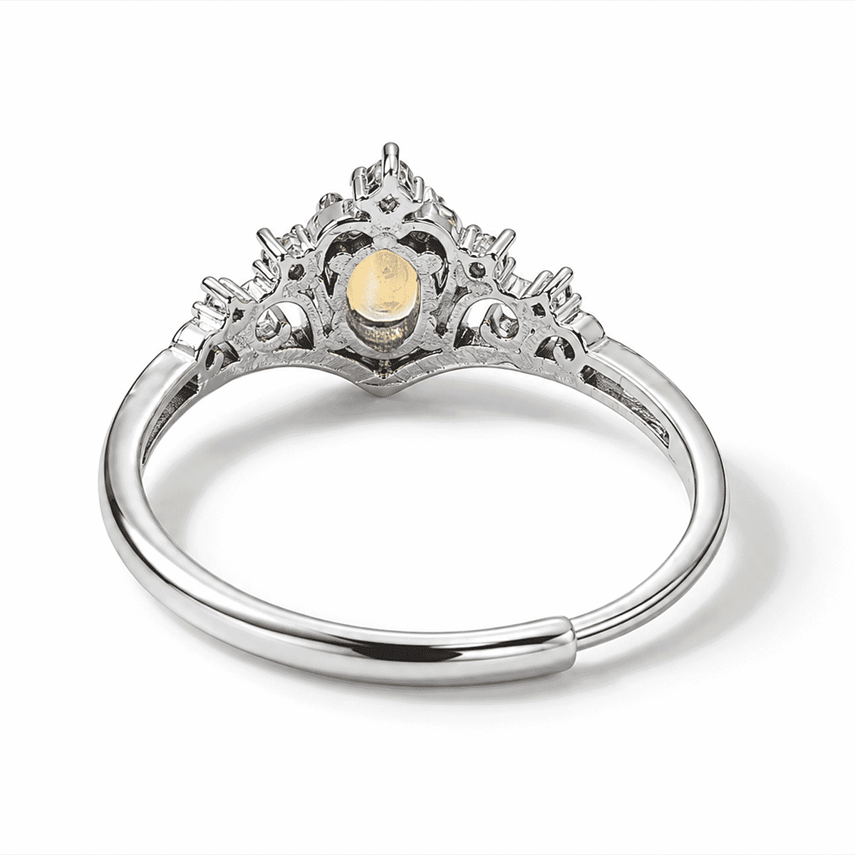 Citrine and Simulated Diamond 1.20 ctw Ring in Silvertone (Adjustable)