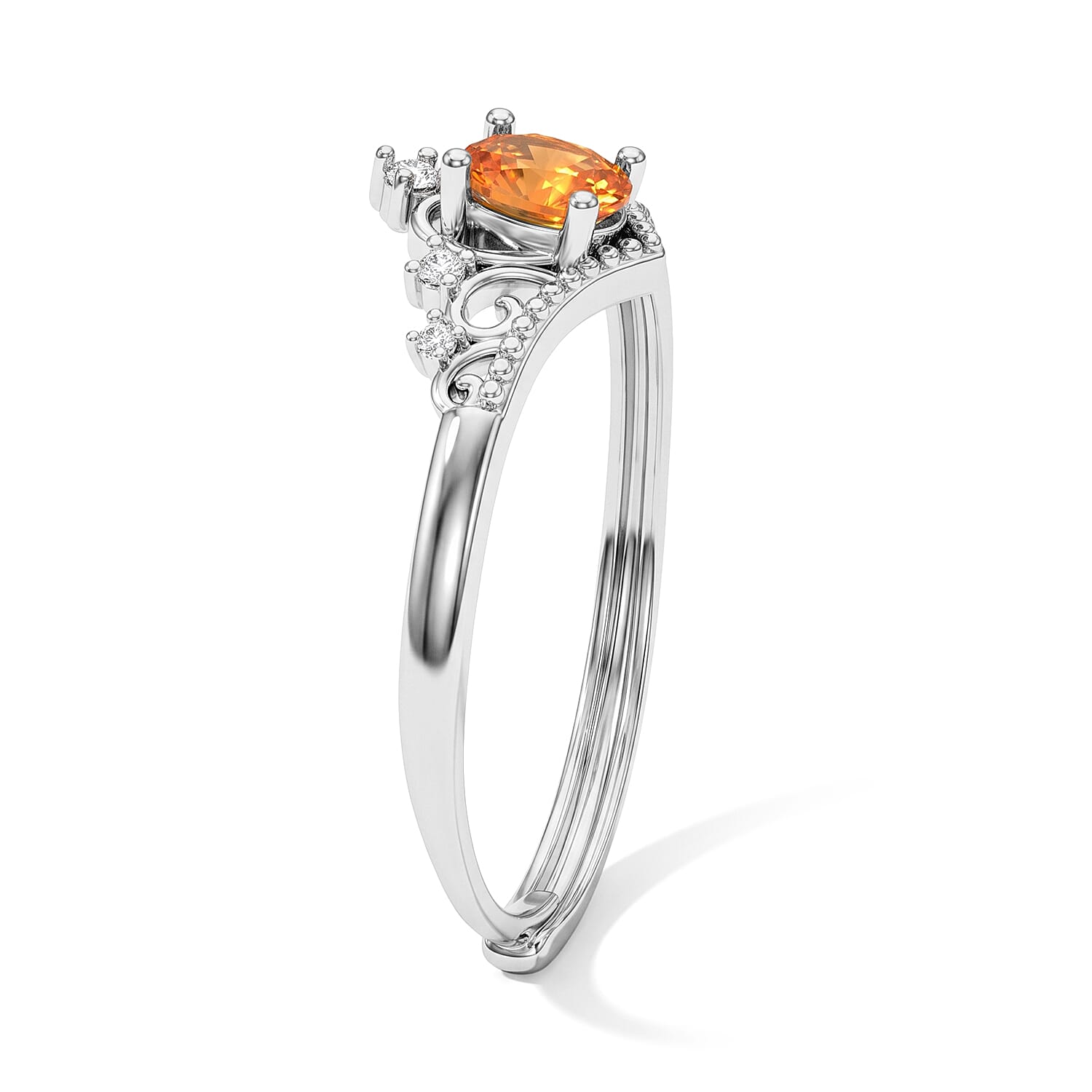 Citrine and Simulated Diamond 1.20 ctw Ring in Silvertone (Adjustable)