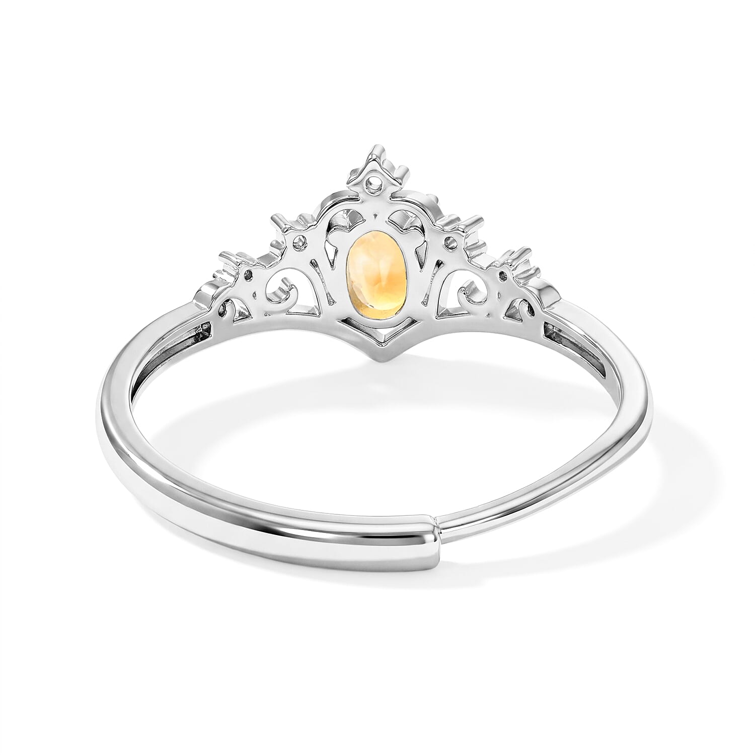 Citrine and Simulated Diamond 1.20 ctw Ring in Silvertone (Adjustable)