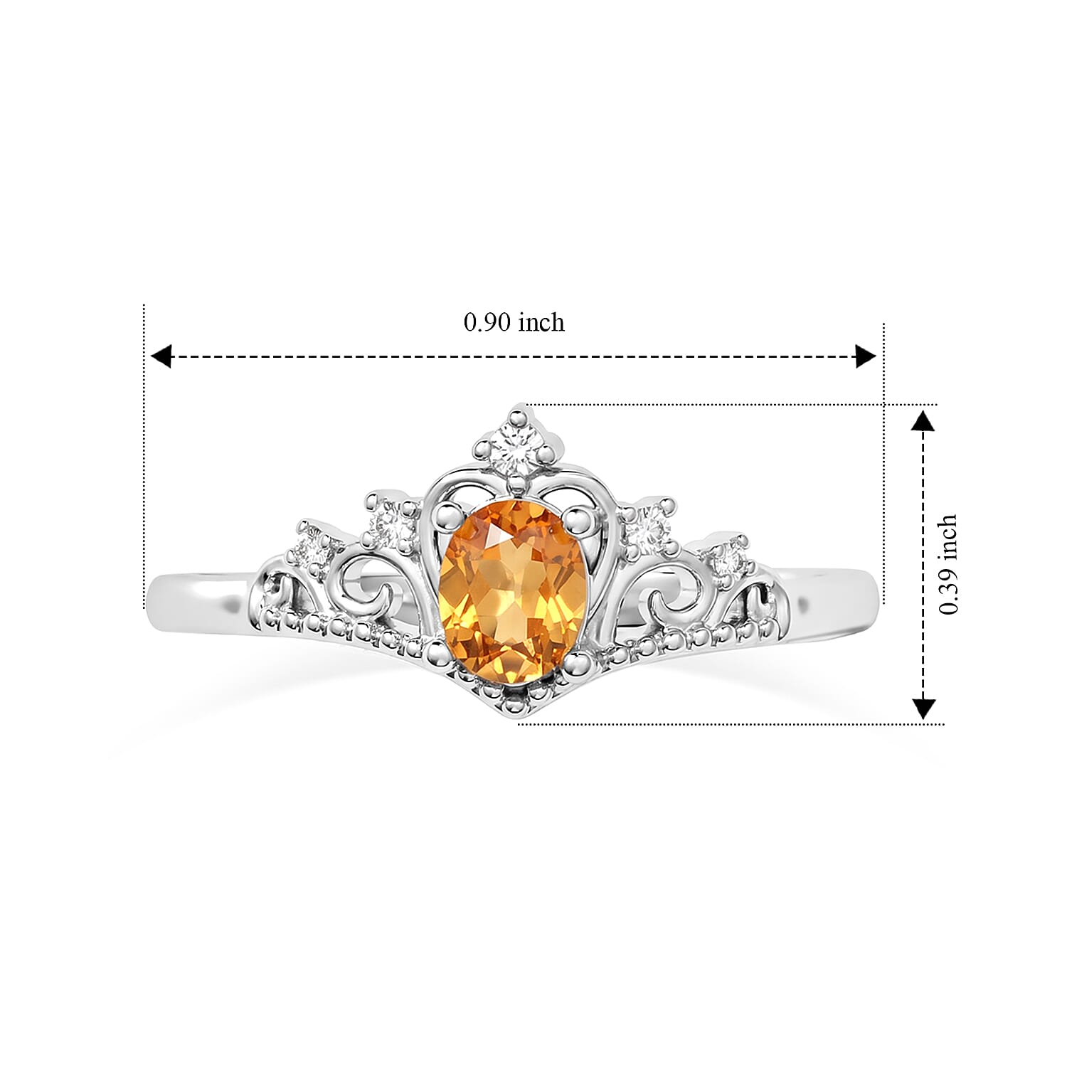 Citrine and Simulated Diamond 1.20 ctw Ring in Silvertone (Adjustable)