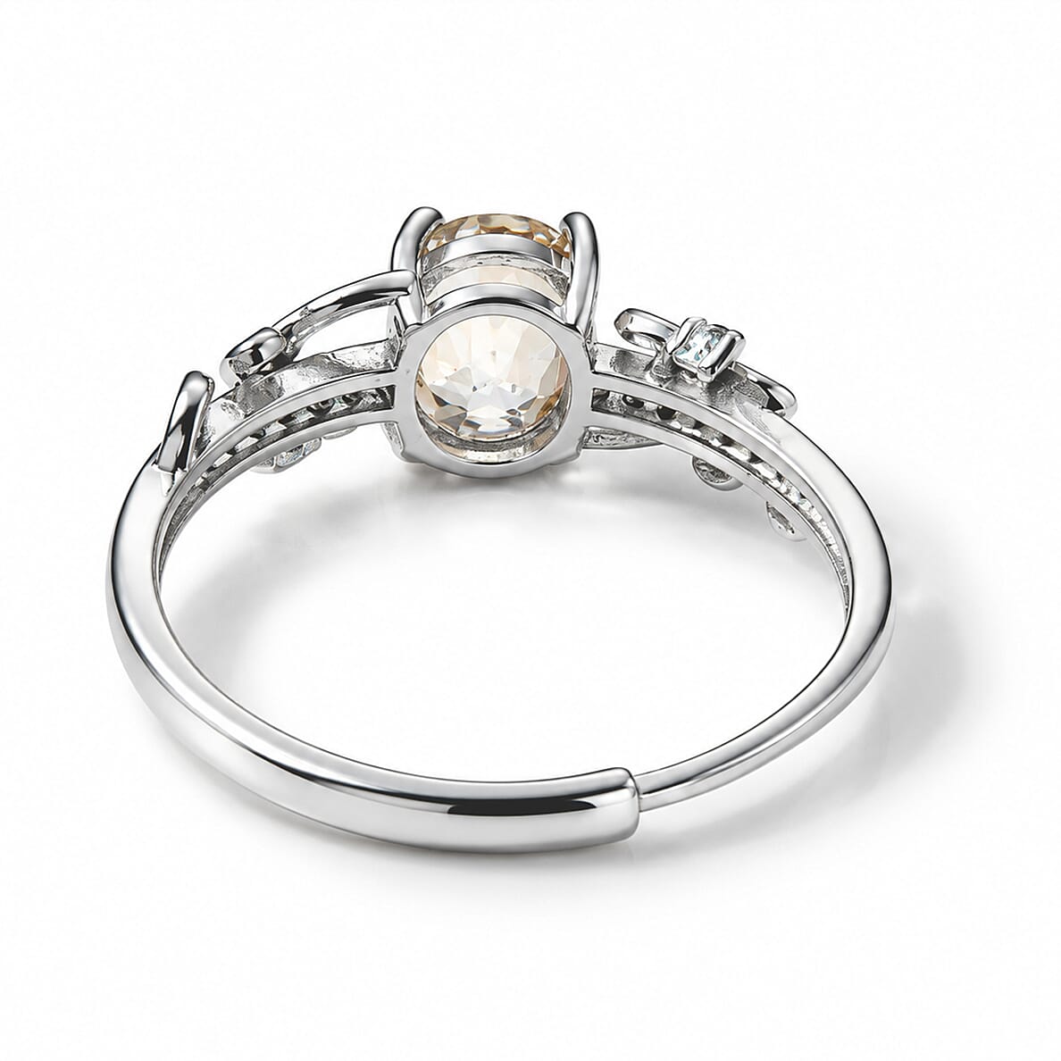 Citrine and Simulated Diamond 2.50 ctw Ring in Silvertone (Adjustable)