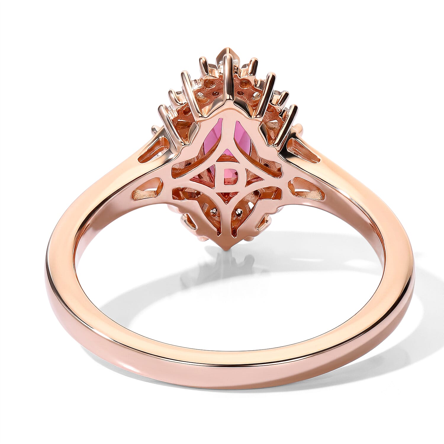 D'Joy Premium Tanzanian Wine Garnet, Natural Champagne and White Diamond (0.22 cts) Ring in 18K Vermeil RG Over Sterling Silver (Size 5.0) 1.15 ctw