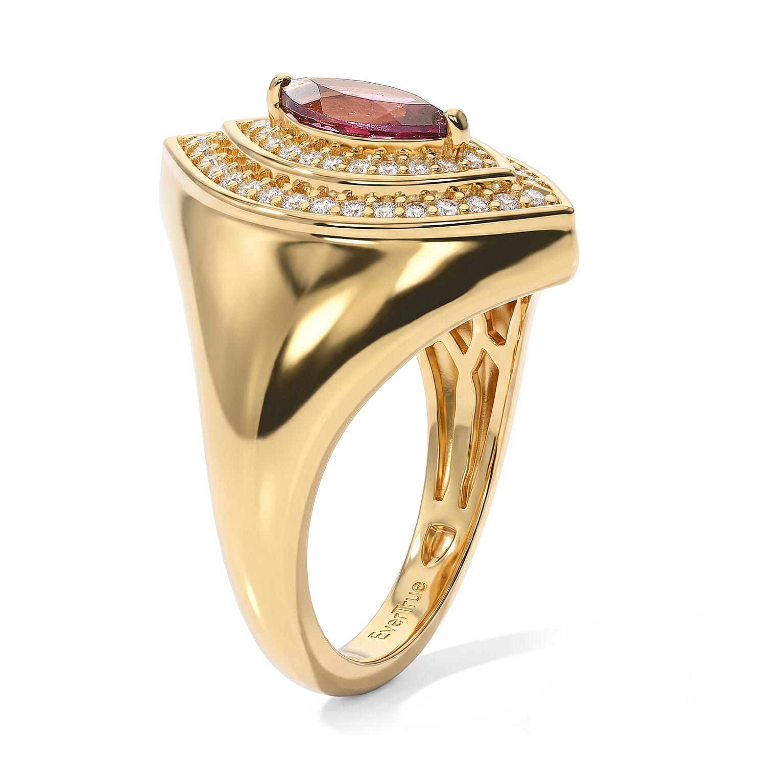 EverTrue Premium Tanzanian Wine Garnet and Moissanite 1.00 ctw Ring in 18K YG Plated (Size 5.0)