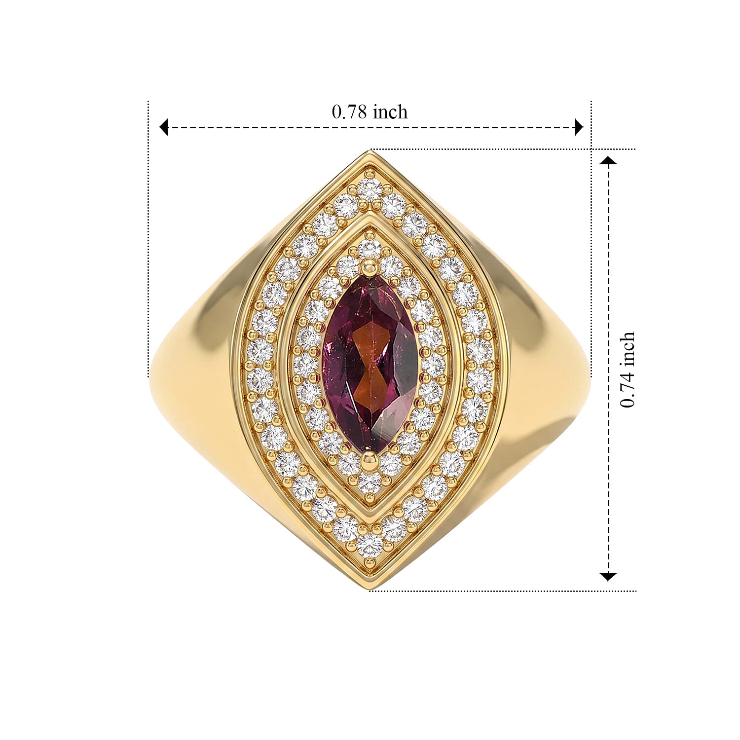 EverTrue Premium Tanzanian Wine Garnet and Moissanite 1.00 ctw Ring in 18K YG Plated (Size 5.0)