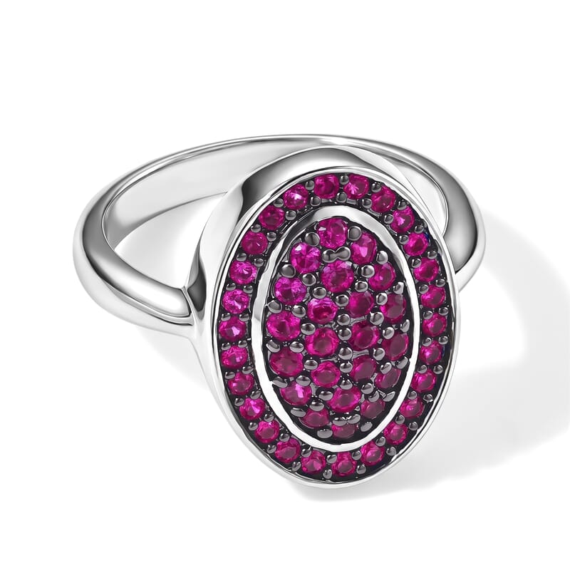 EverTrue Lab Created Ruby 1.10 ctw Radiant Orbit Ring in Platinum Bond (Size 10.0)