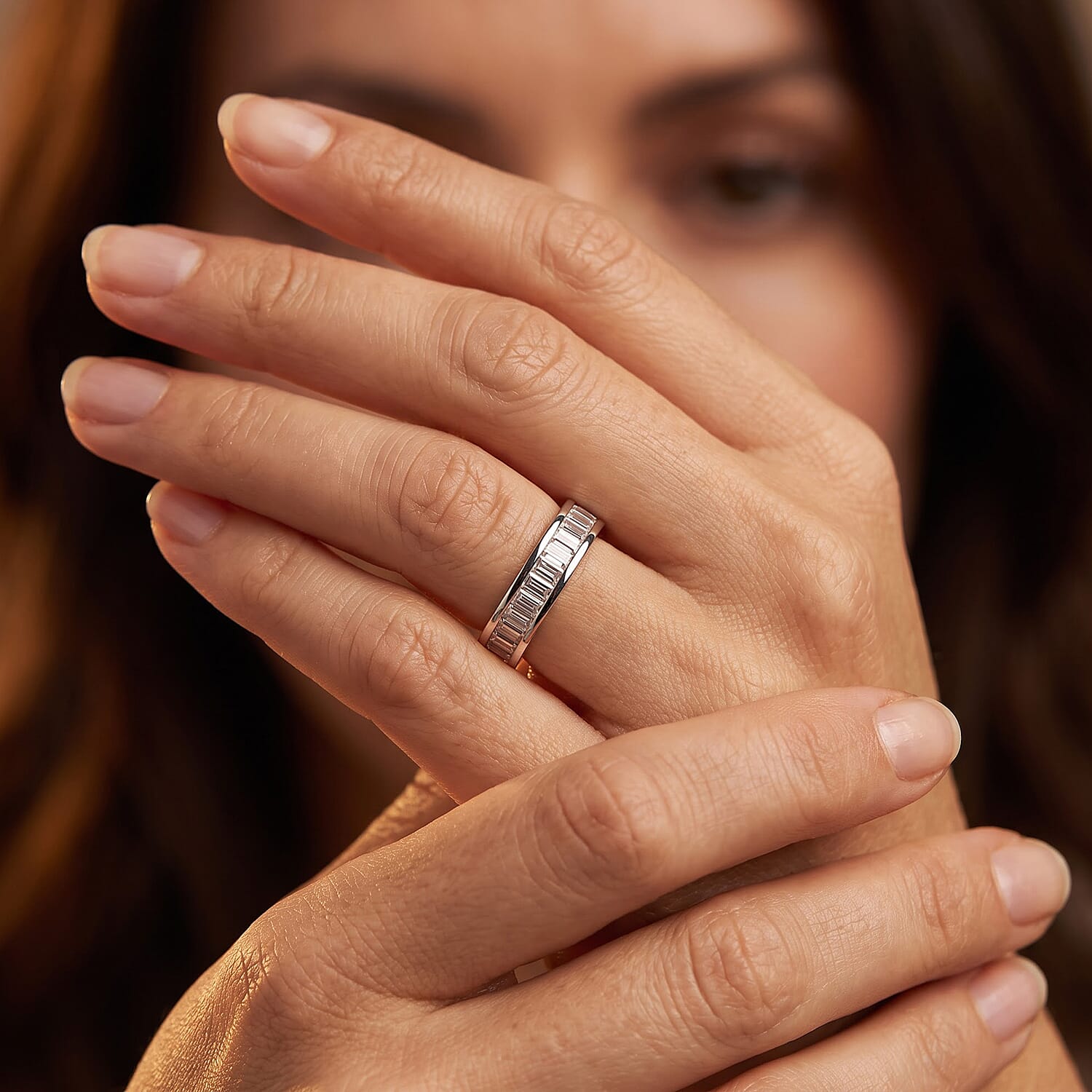 Luxuriant Lab Grown Diamond G-H SI 2.00 ctw Eternity Band Ring in Rhodium Over Sterling Silver (Size 5.0)