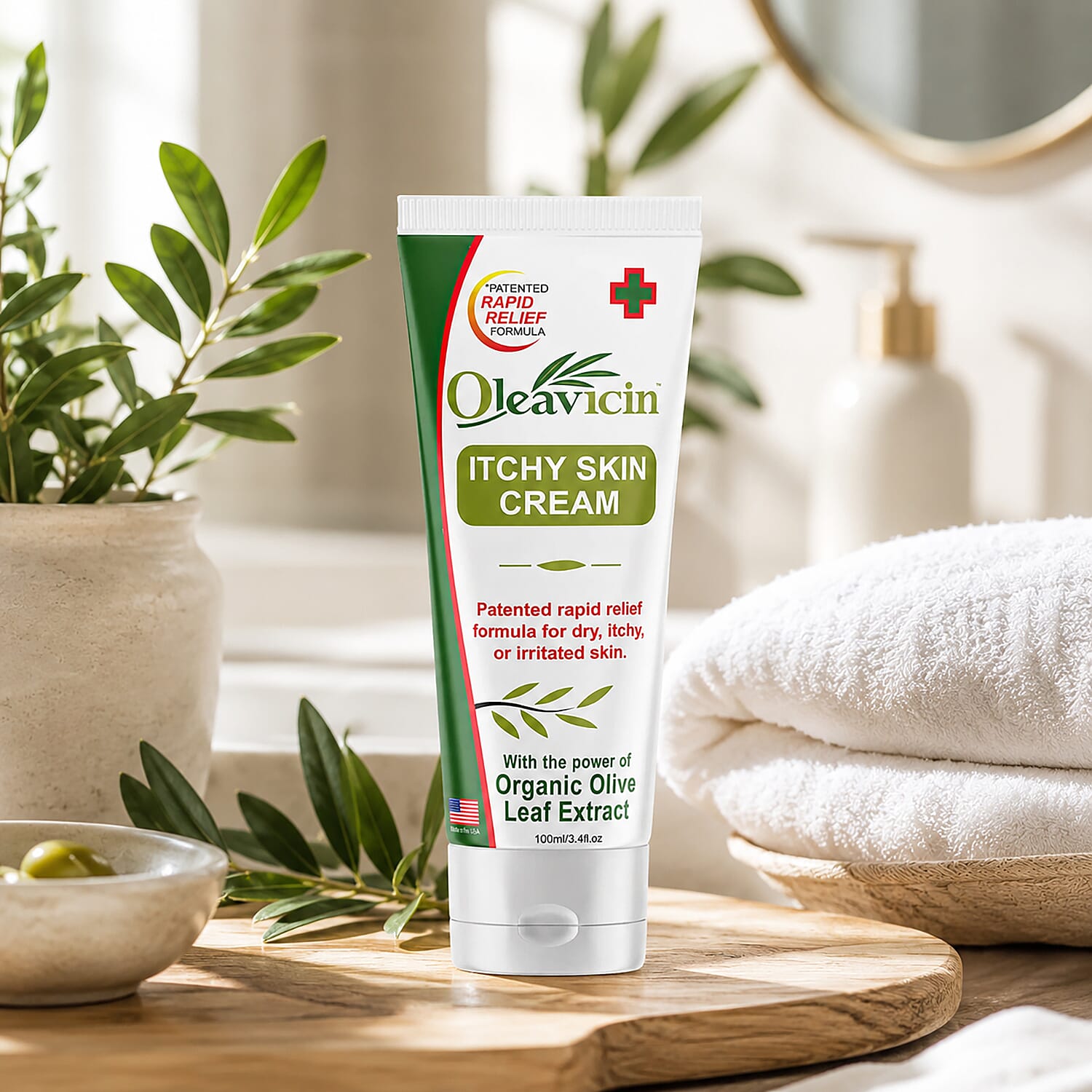 Oleavicin Itchy Skin Cream (3.4oz) Made in USA